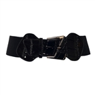 Plus Size Leatherette Elastic Fashion Belt Black