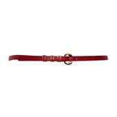 Plus Size Leatherette Belt with Gold Buckle Red