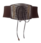 Plus size Faux Leather Corset Look Elastic Belt Brown