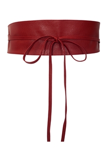 Plus size Faux Leather Obi Waistband Sash Belt Red