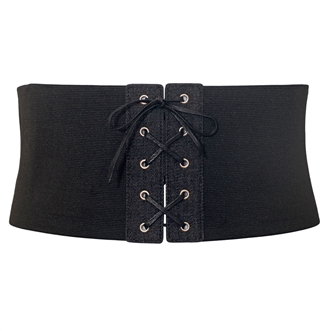 Plus size Corset Style Wide Elastic Belt Black Denim