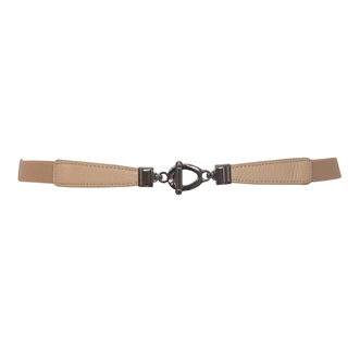 Plus size Metal Buckle Skinny Elastic Cinch Belt Beige