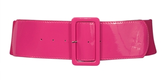 Women's Wide Patent Leather Fashion Belt Pink