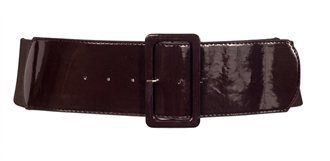 Plus Size Wide Patent Leather Fashion Belt Brown