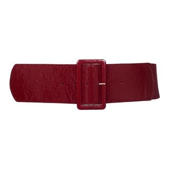 Plus Size Wide Patent Leather Fashion Belt Burgundy 18912