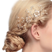 eVogues Bridal Prom Flower Side Hair Comb Accessory Rhinestone Headpiece Silver