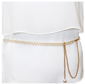 Plus Size Adjustable Pearl Chain Link Waist Belt 181020