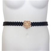 Plus Size Pearl Link Elastic Waist Belt Black 181020