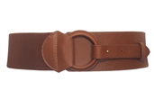 Plus Size Leatherette O-ring Buckle Elastic Wide Fashion Belt Brown