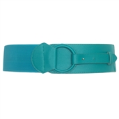 Plus Size Leatherette O-ring Buckle Elastic Wide Fashion Belt Teal