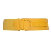 Plus Size Leatherette O-ring Buckle Elastic Wide Fashion Belt Yellow
