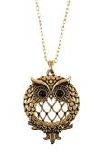 Magnifier Magnifying Glass Owl Pendant Sliding Top Magnet Pendant Necklace Gold Tone