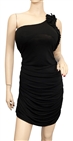 Sexy Black Single Shoulder Plus size Mini Dress