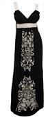 Plus Size Embroidery Print Empire Waist Maxi Dress Black