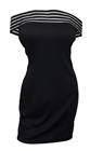 Plus size Sheer Stripe Off Shoulder Dress Black