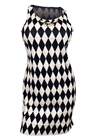 Plus Size Checkered Dress with Necklace Detail