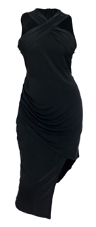 Plus Size Sleeveless Asymmetrical Hem Dress Black
