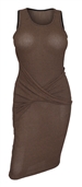 Women's Soft Knit Sleeveless Stretch Dress Brown