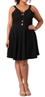Women's Peep hole Fit and Flare Dress Black