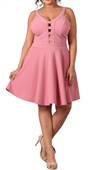 Women's Peep hole Fit and Flare Dress Pink