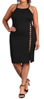 Women's Sleeveless Cutout Midi Dress Black