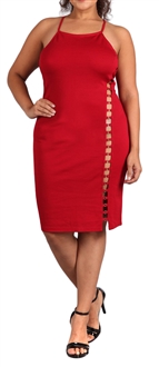 Women's Sleeveless Cutout Midi Dress Red