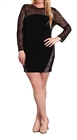 Women's Lace Sleeve Mini Dress Black