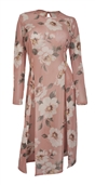 Plus Size Sheer Floral Print Mesh Evening Party Maxi Dress Pink