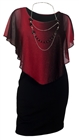 Women's Layered Poncho Dress Glitter Red 17513