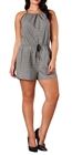 Plus Size Relaxed Fit Sleeveless Romper Patterned Gray