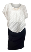 Plus Size Layered Poncho Dress Stripe Print White 18329