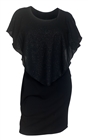 Plus Size Layered Poncho Dress Glitter Black 1915