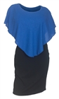 Plus Size Layered Poncho Dress Glitter Royal Blue 1915