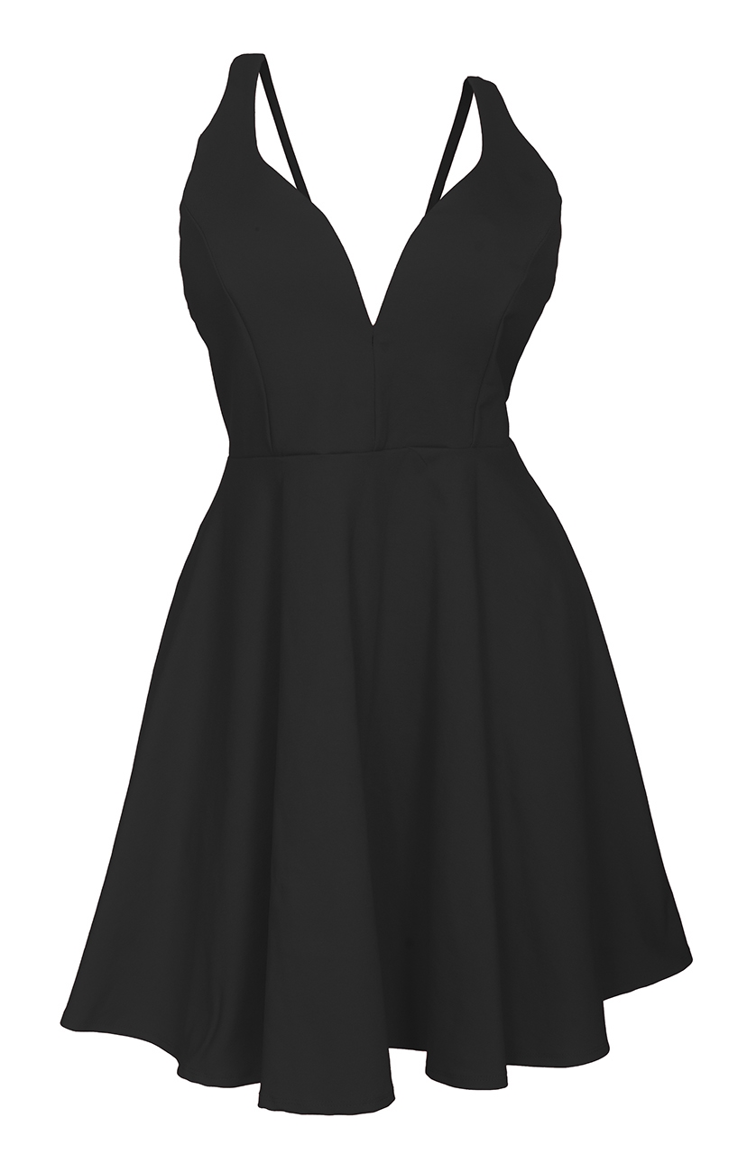 Plus Size Pleated Bodice Sleeveless Flare Dress Black 19618 | eVogues ...