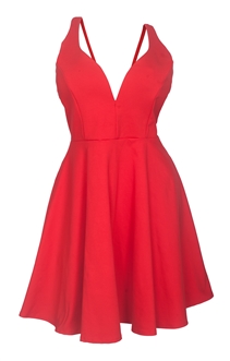 Plus Size Pleated Bodice Sleeveless Flare Dress Red 19618