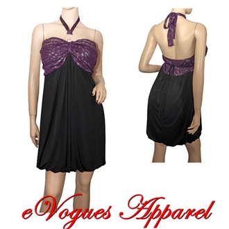 accented halter ring purple plus mini dress evogues
