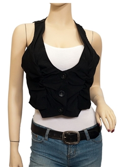 Jr Plus Size Lace Back Cropped Vest Black | eVogues Apparel