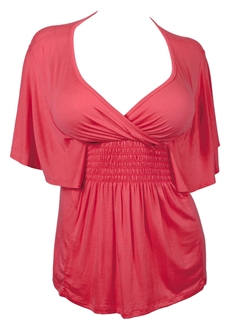 slimming coral neck plus smocked waist empire evogues