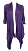 Plus Size Longline Drape Front Cardigan Purple