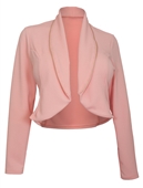 Plus Size Zipper Detail Open Front Jacket Pink