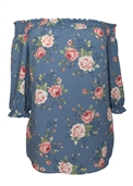 Women's Smocked Off The Shoulder Tunic Top Blue Floral