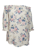 Women's Smocked Off The Shoulder Tunic Top Ivory Floral