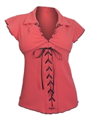 Plus Size Sexy Lace Corset Top Embossed Coral 18329