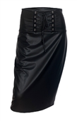 Plus Size Leatherette Lace Up Skirt Black