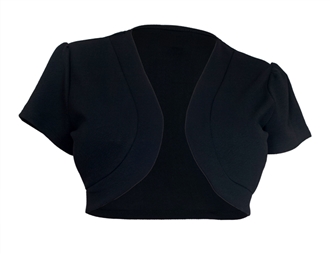 Plus size Open Front Short Sleeve Bolero Black