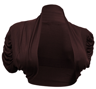 Plus size Ruched Sleeves Cropped Bolero Shrug Brown