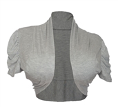 Plus size Ruched Sleeves Cropped Bolero Shrug Gray
