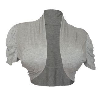Plus size Ruched Sleeves Cropped Bolero Shrug Gray