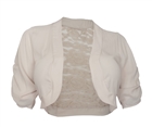 Plus size Open Front Sheer Lace Back Bolero Khaki