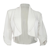 Plus Size Open Front Cropped Jacket White